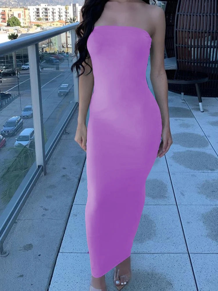 Luxe Contour Strapless Midi Dress