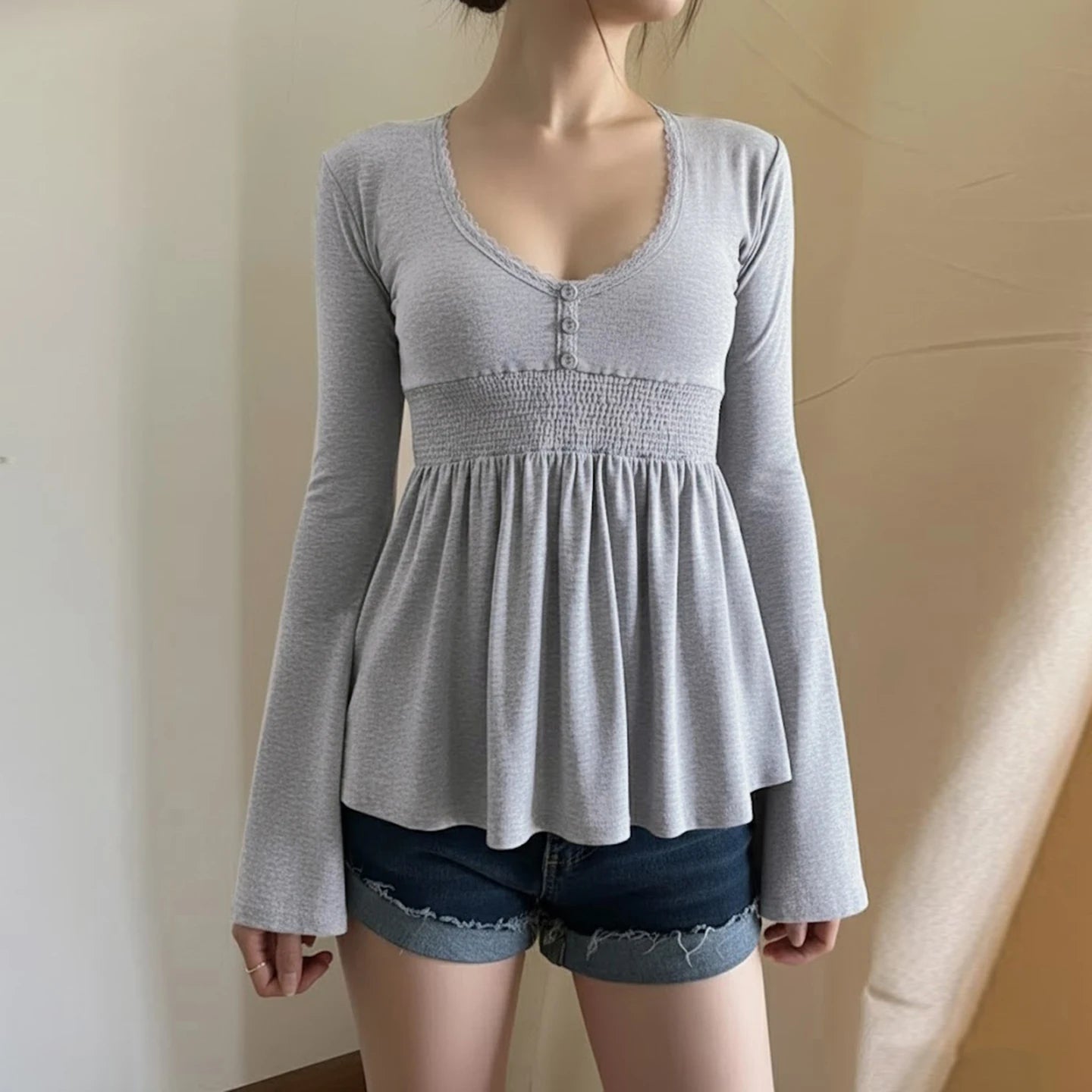 Moonlight Lace Flare Sleeve Top