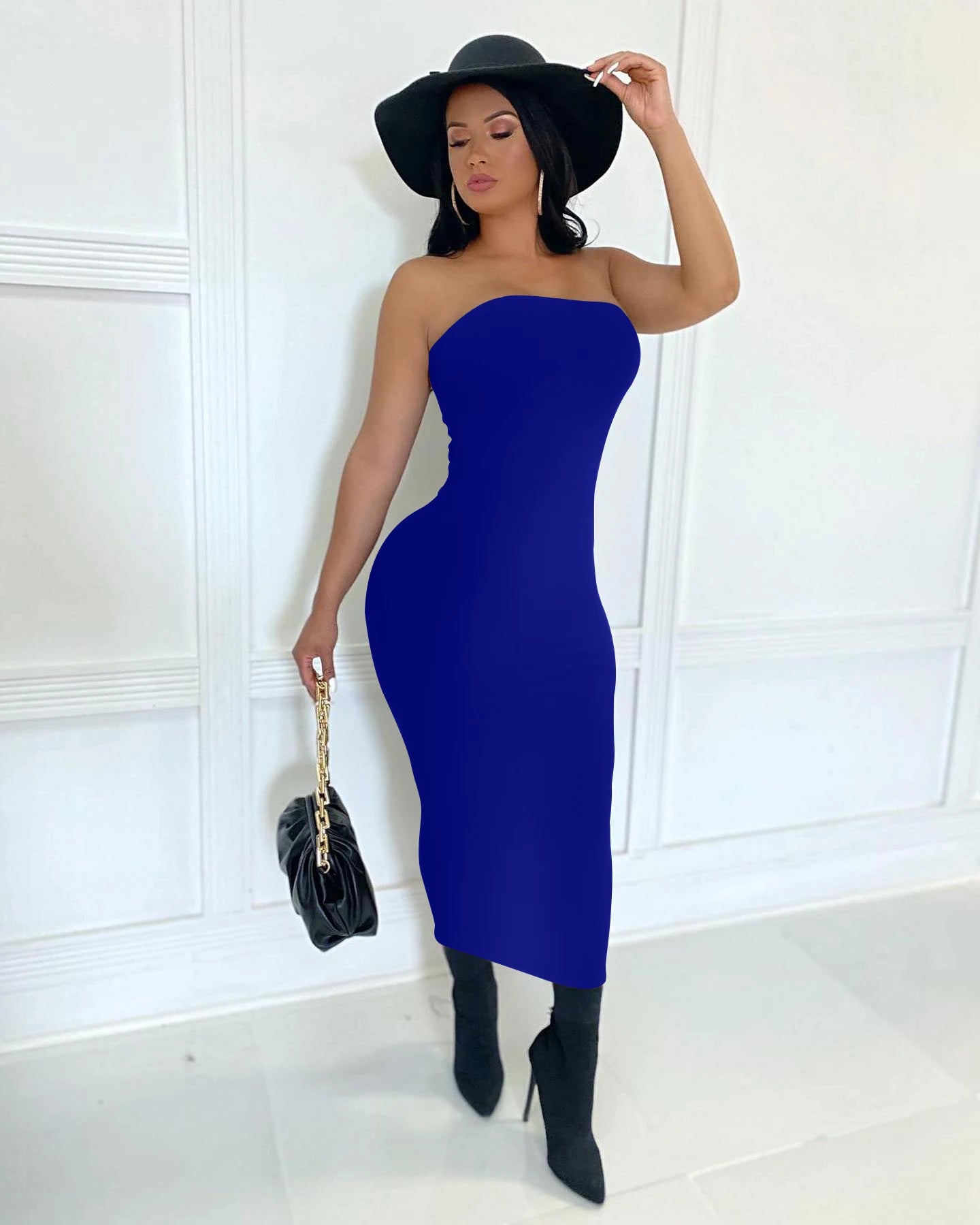 Luxe Contour Strapless Midi Dress