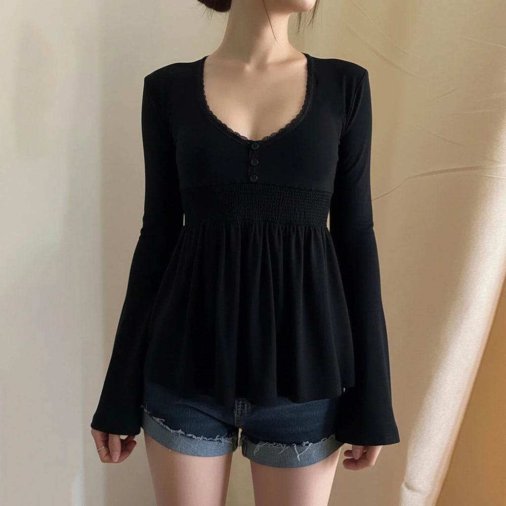 Moonlight Lace Flare Sleeve Top