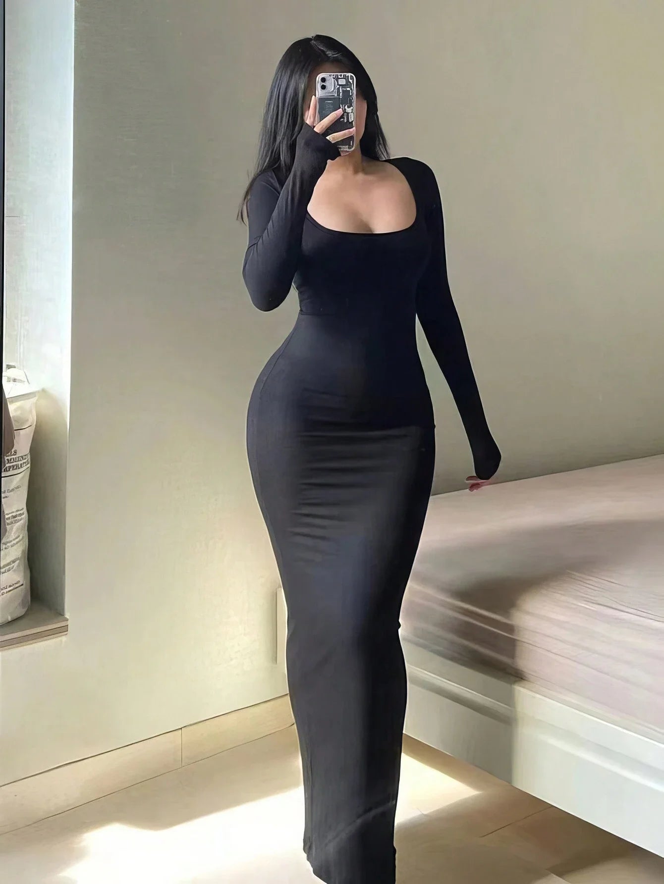 Noir Elegance Maxi Dress