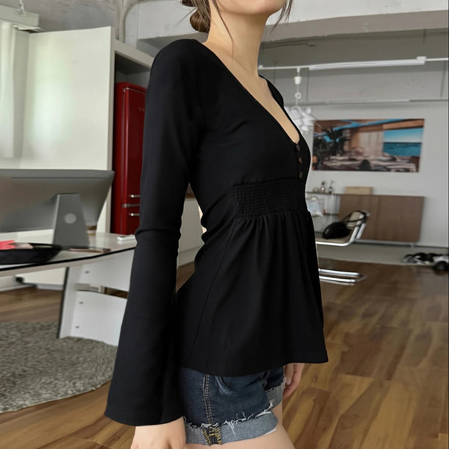 Moonlight Lace Flare Sleeve Top